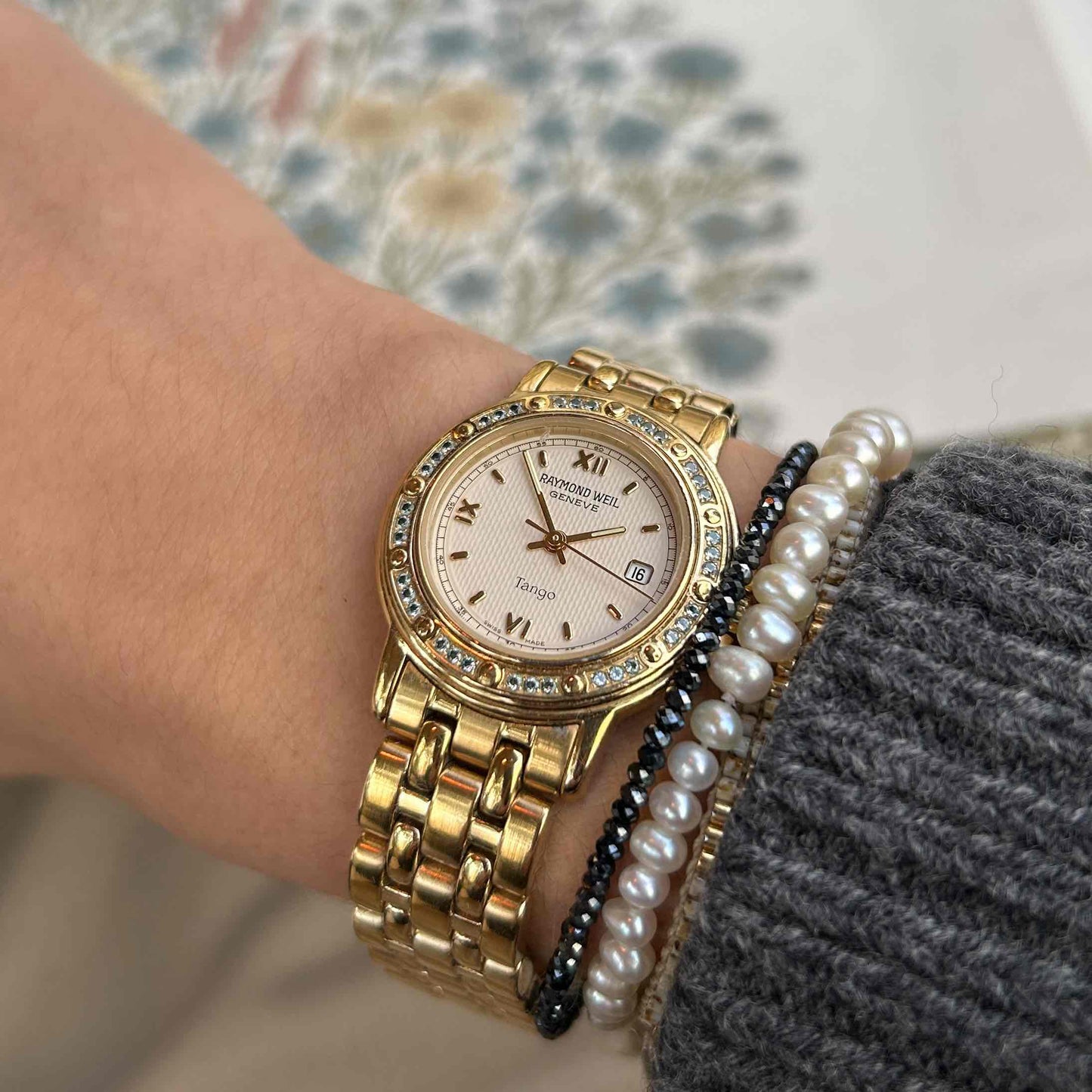Raymond Weil Tango: Vintage Ladies 90s Watch Gold Diamond-Set Dial