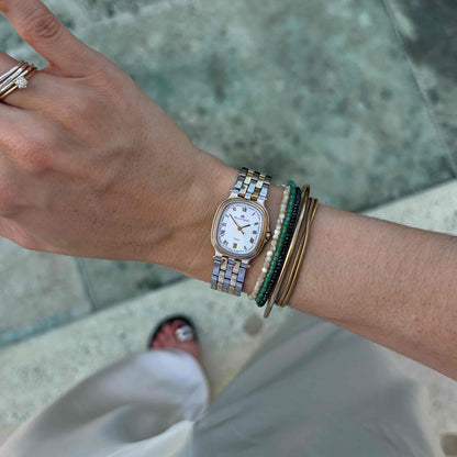 Maurice Lacroix Tank: Vintage Ladies Watch 80s Two-Tone White Roman Dial