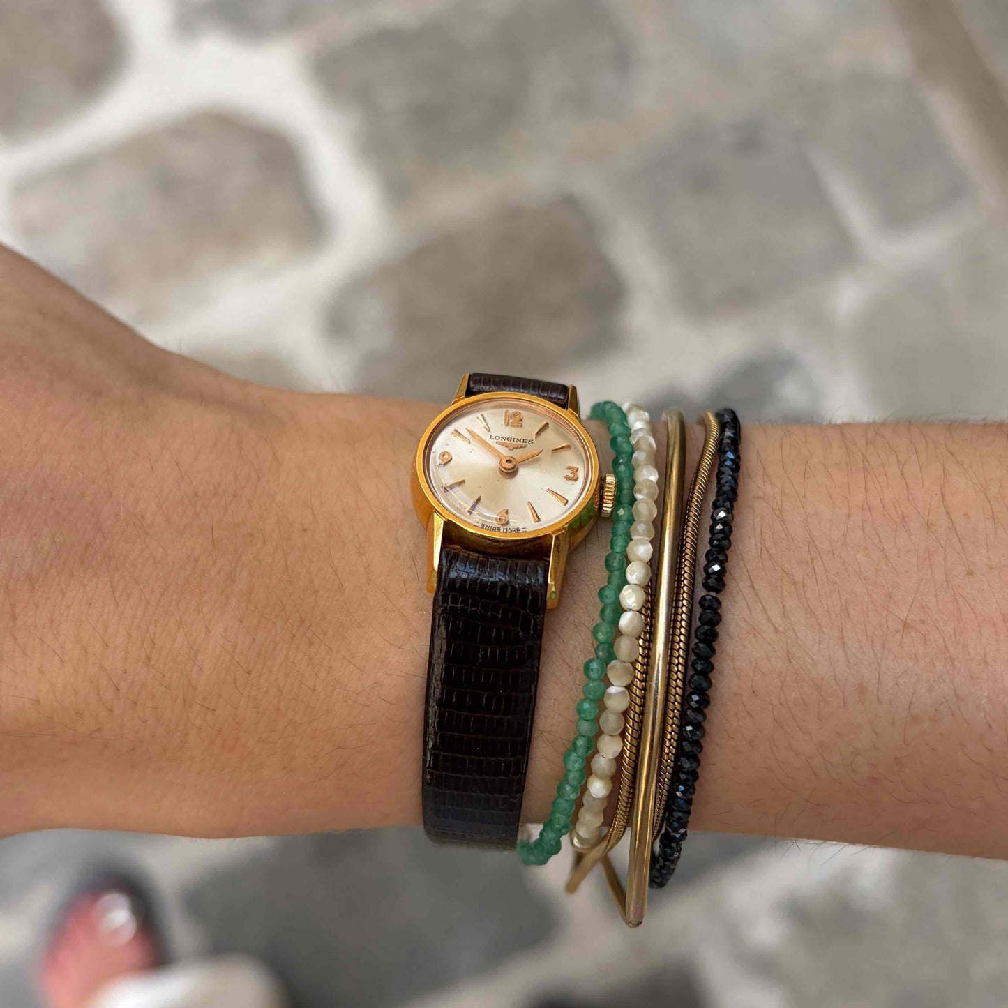 Longines Dainty Watch: Cocktail Ladies 60s Golden White Sunburst Dial - NOS