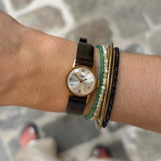 Longines Dainty Watch: Cocktail Ladies 60s Golden White Sunburst Dial - NOS
