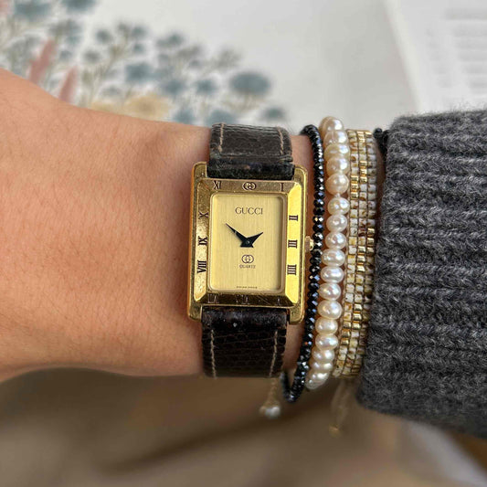 Vintage Gucci 4200L Tank: Ladies Watch: 90s Gold Champagne Dial