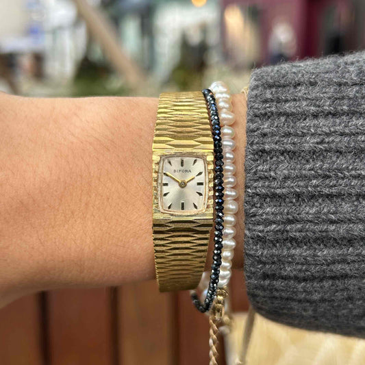 Bifora Cocktail Watch: Mid-Century Ladies 60s Mechanical Golden White Sunburst Dial
