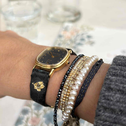 Maurice Lacroix Tank: Vintage Ladies Watch 90s Blue Dial Golden Roman Numerals