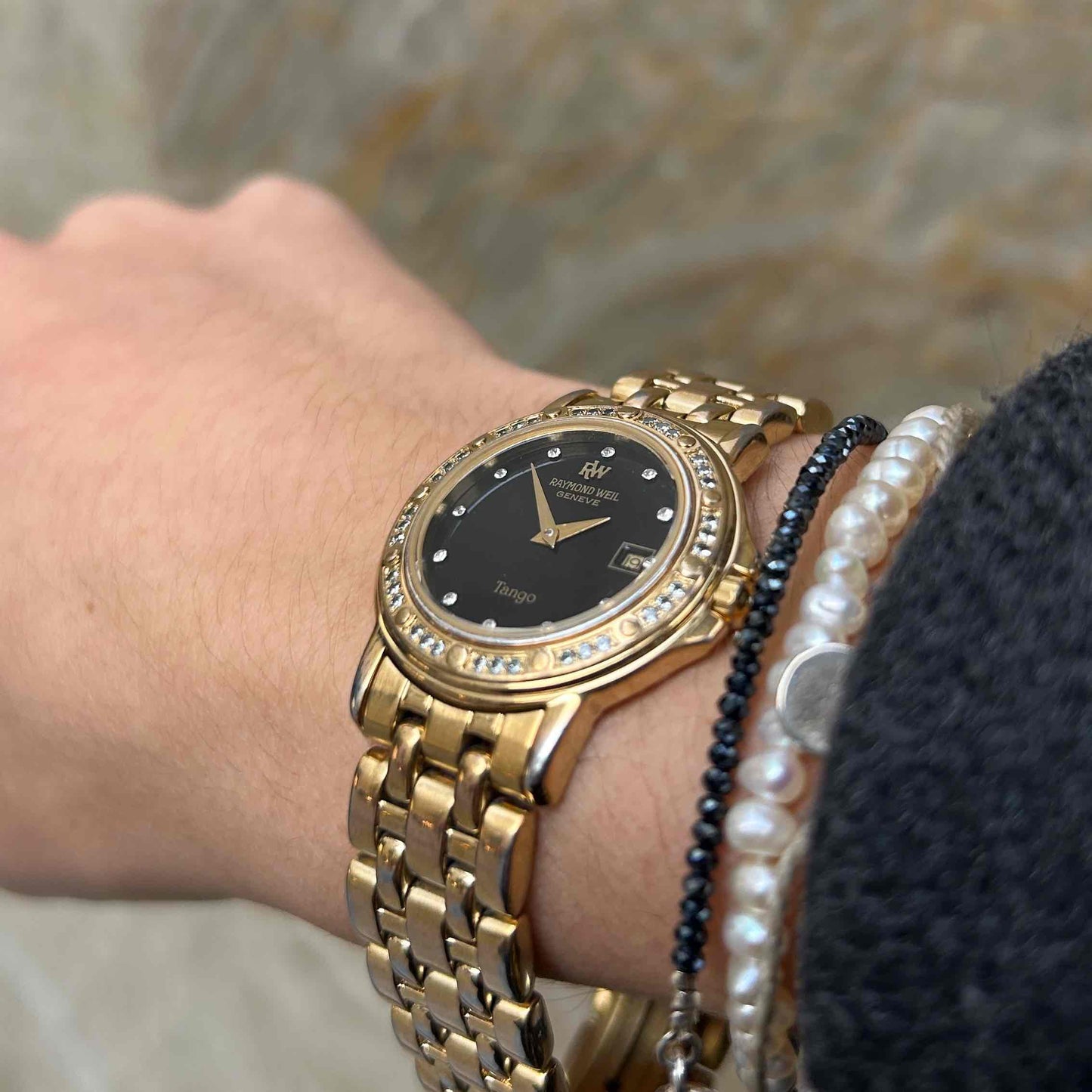 Raymond Weil Tango: Vintage Ladies 90s Watch Gold with Diamonds-Set Dial