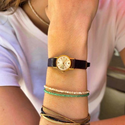 Longines Dainty Watch: Cocktail Ladies 60s Golden White Sunburst Dial - NOS