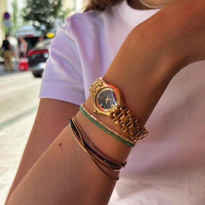 Raymond Weil Fidelio: Vintage Ladies 90s Gold Blue Dial Cabochon Crown