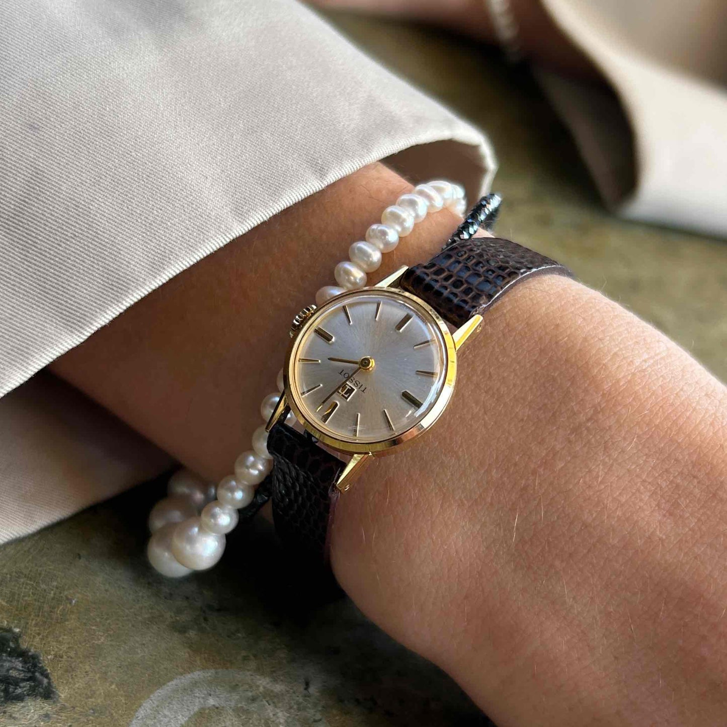 Tissot Cocktail Watch: Ladies 80s Mechanical Golden Iconic with Sunburst Dial