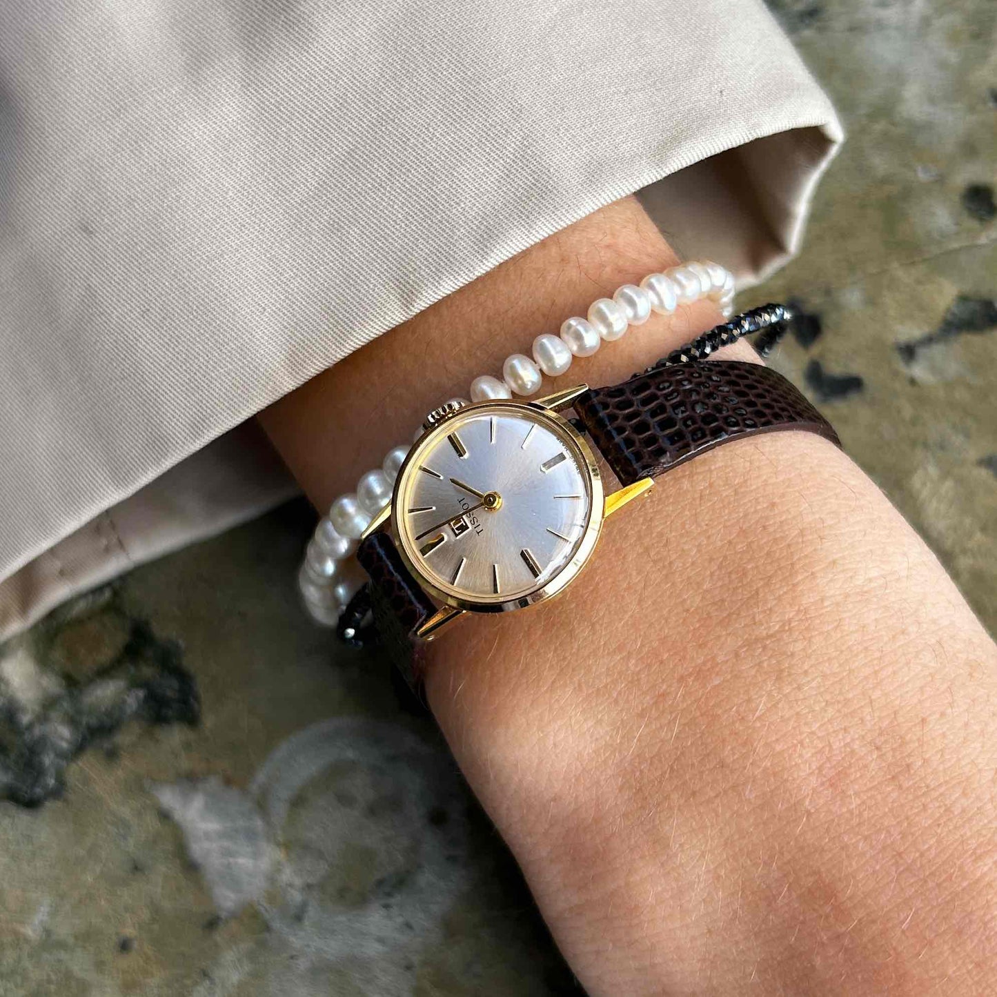 Tissot Cocktail Watch: Ladies 80s Mechanical Golden Iconic with Sunburst Dial