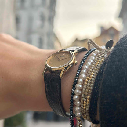 Seiko Cocktail Watch: Vintage Ladies 80s Gold with Champagne Dial