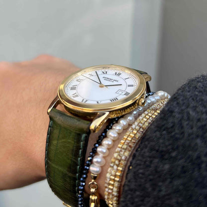 Raymond Weil Watch: Vintage 90s Golden Roman Numerals White Dial