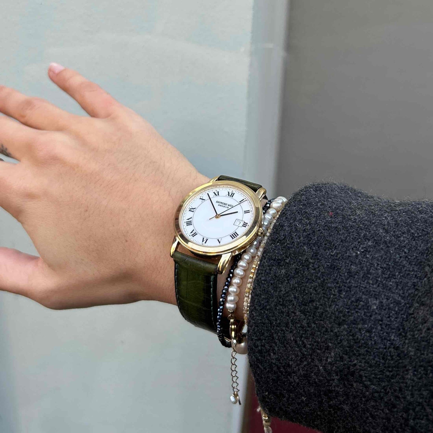 Raymond Weil Watch: Vintage 90s Golden Roman Numerals White Dial