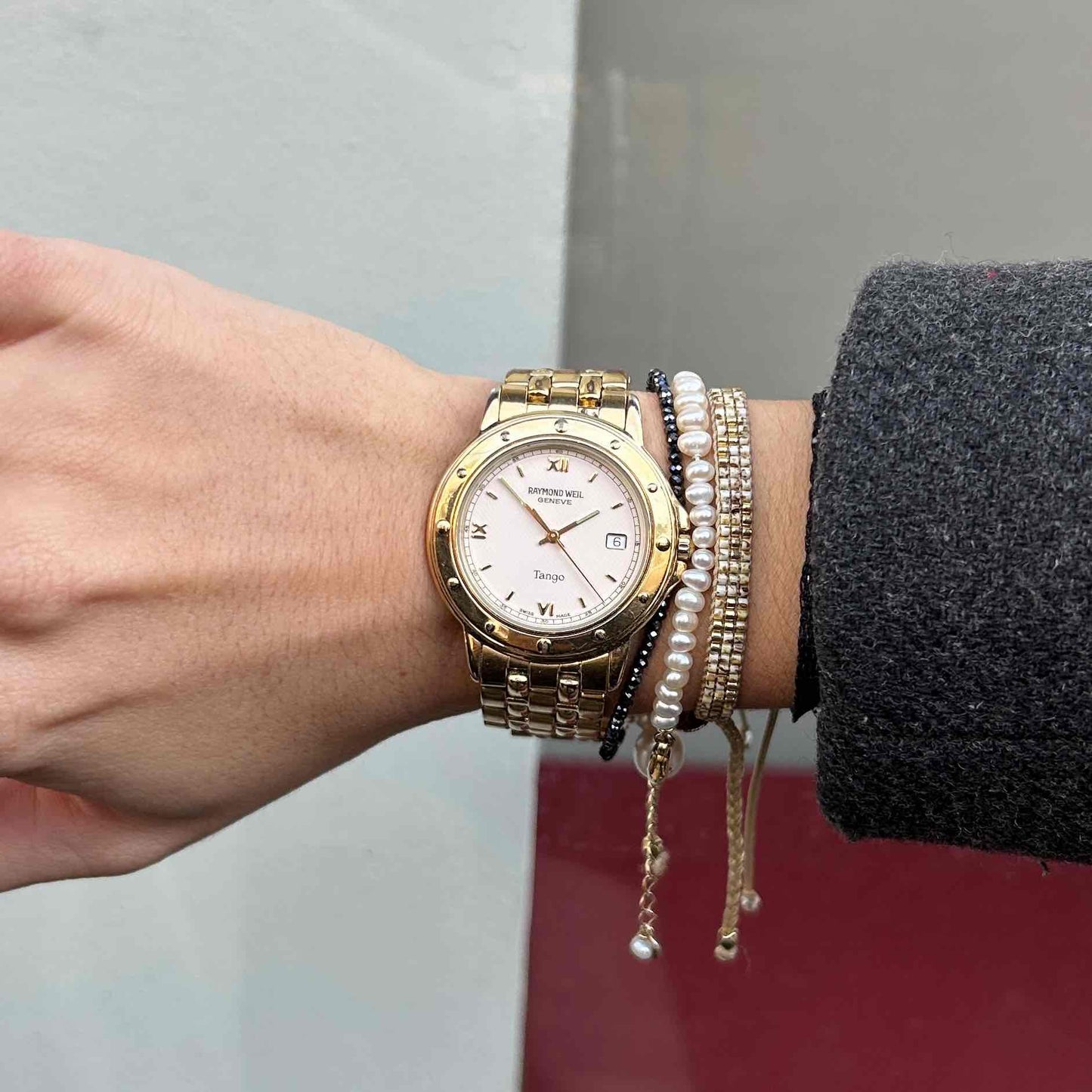 Raymond Weil Tango: Vintage Ladies 90s Watch White-Rose Dial