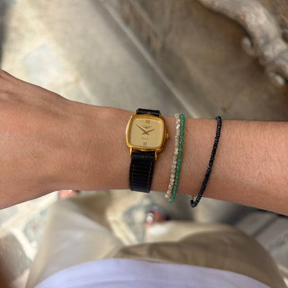 Longines Square Classic: Ladies Tank Watch 80s Gold with Roman Stripe Dial
