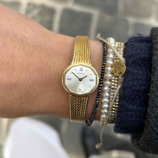 Bucherer Cocktail Watch: Vintage Ladies 70s Golden Mechanical with Sunburst Dial