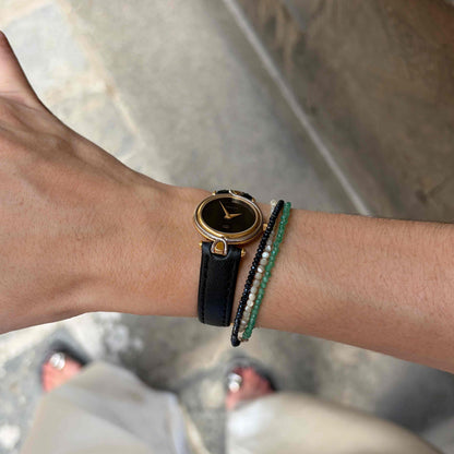 Vintage Gucci 4500L: Ladies Watch: 90s Gold Two-Tone Glossy Black Dial