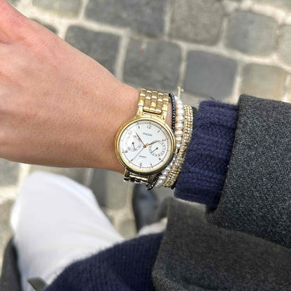 Pulsar Twin Dial Watch: Vintage Ladies 90s Golden with Box