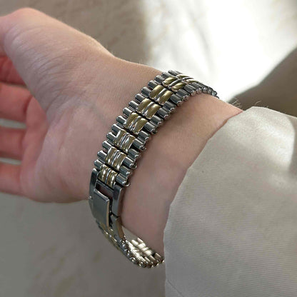 Seiko Dainty Cocktail Watch: Ladies Vintage 90s Two-Tone Blue Hands