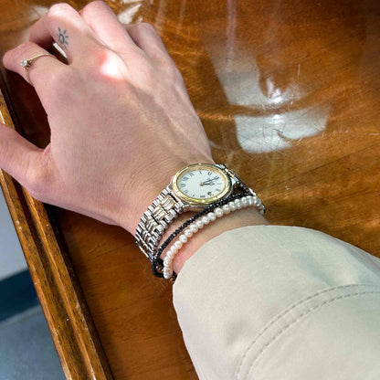 Seiko Dainty Cocktail Watch: Ladies Vintage 90s Two-Tone Blue Hands