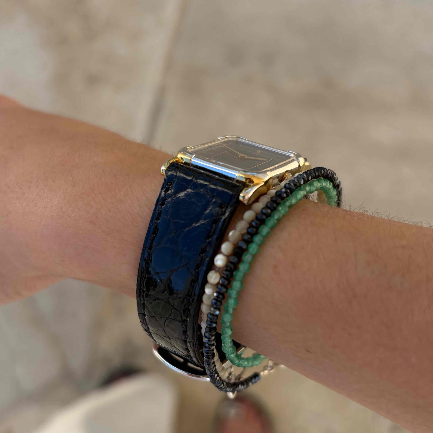 YSL Tank Watch: Vintage Ladies Two-Tone 80s Gold with Stellar Black Dial
