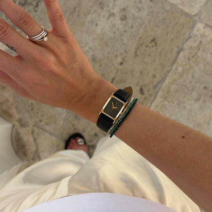 YSL Tank Watch: Vintage Ladies Two-Tone 80s Brutalism with Stellar Black Dial