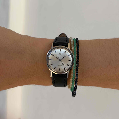 Omega De Ville Watch: Vintage Ladies 70s Automatic with Sunburst White Dial