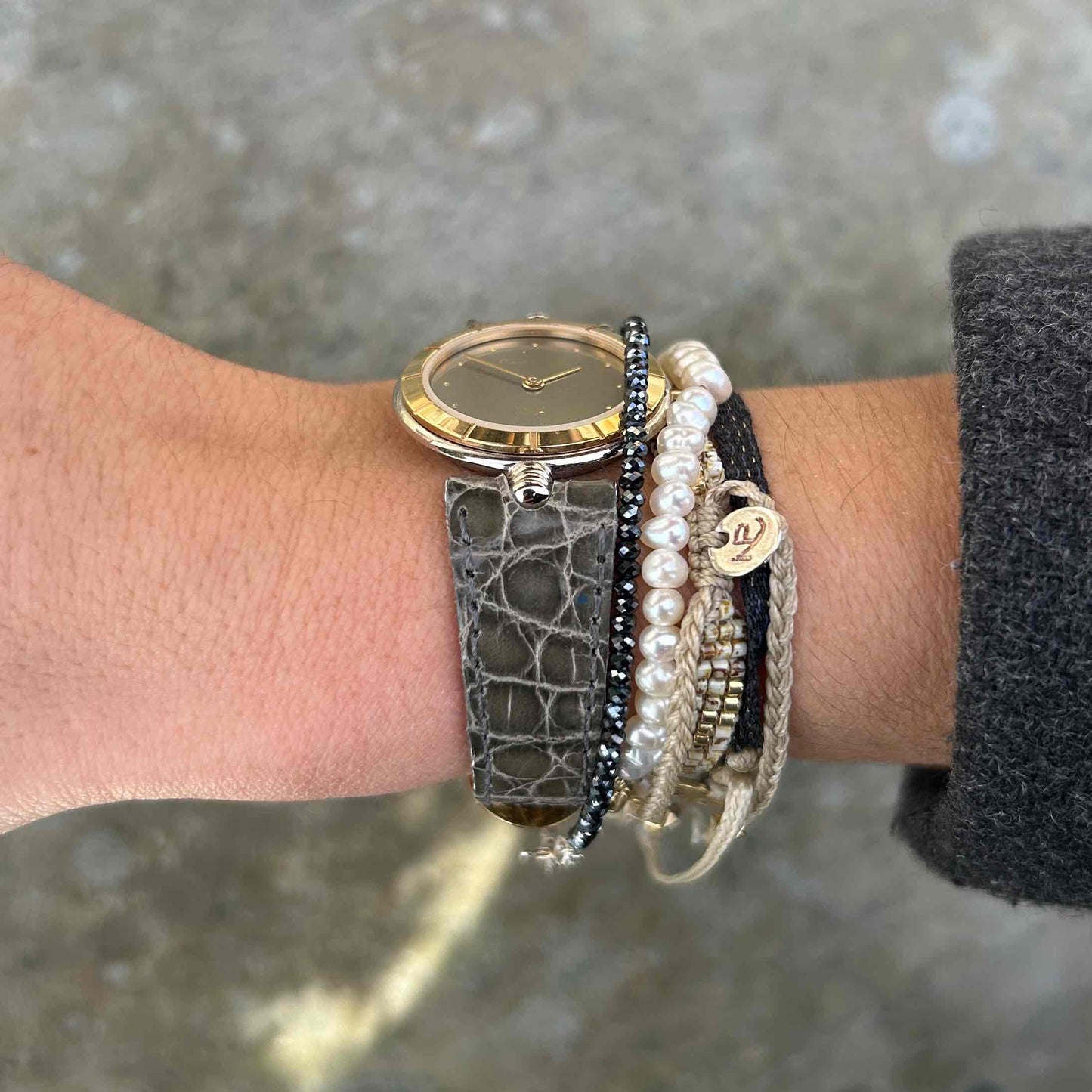 Pierre Cardin Vintage Watch: Two-Tone Ladies Golden Watch 80s Gray Dial - NOS