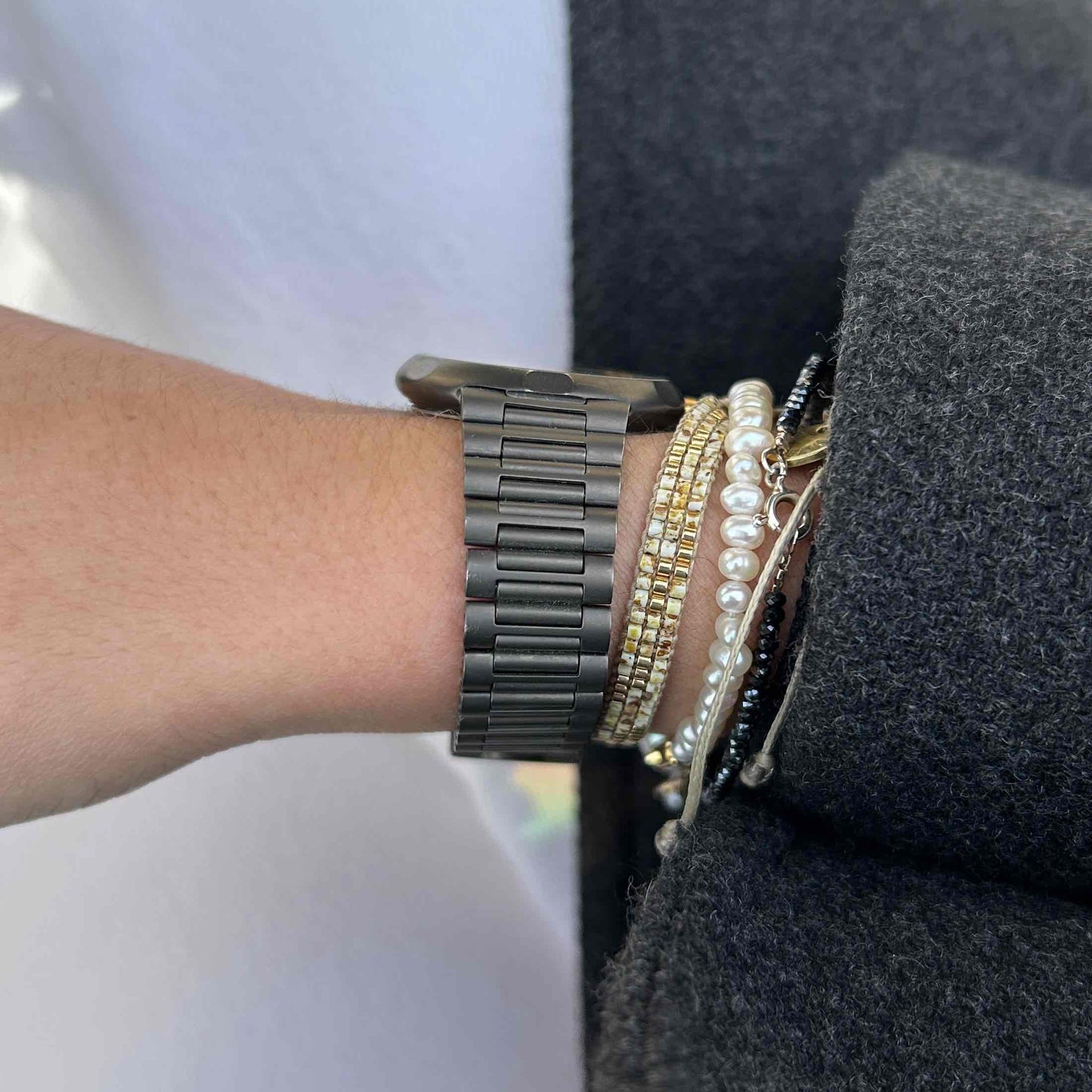 Tissot Seastar Watch: Vintage Ladies 90s Soft-Black Coated Structured Dial