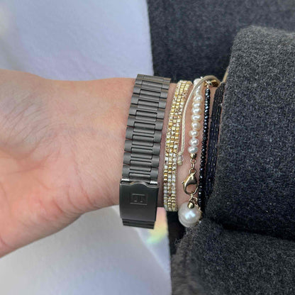 Tissot Seastar Watch: Vintage Ladies 90s Soft-Black Coated Structured Dial