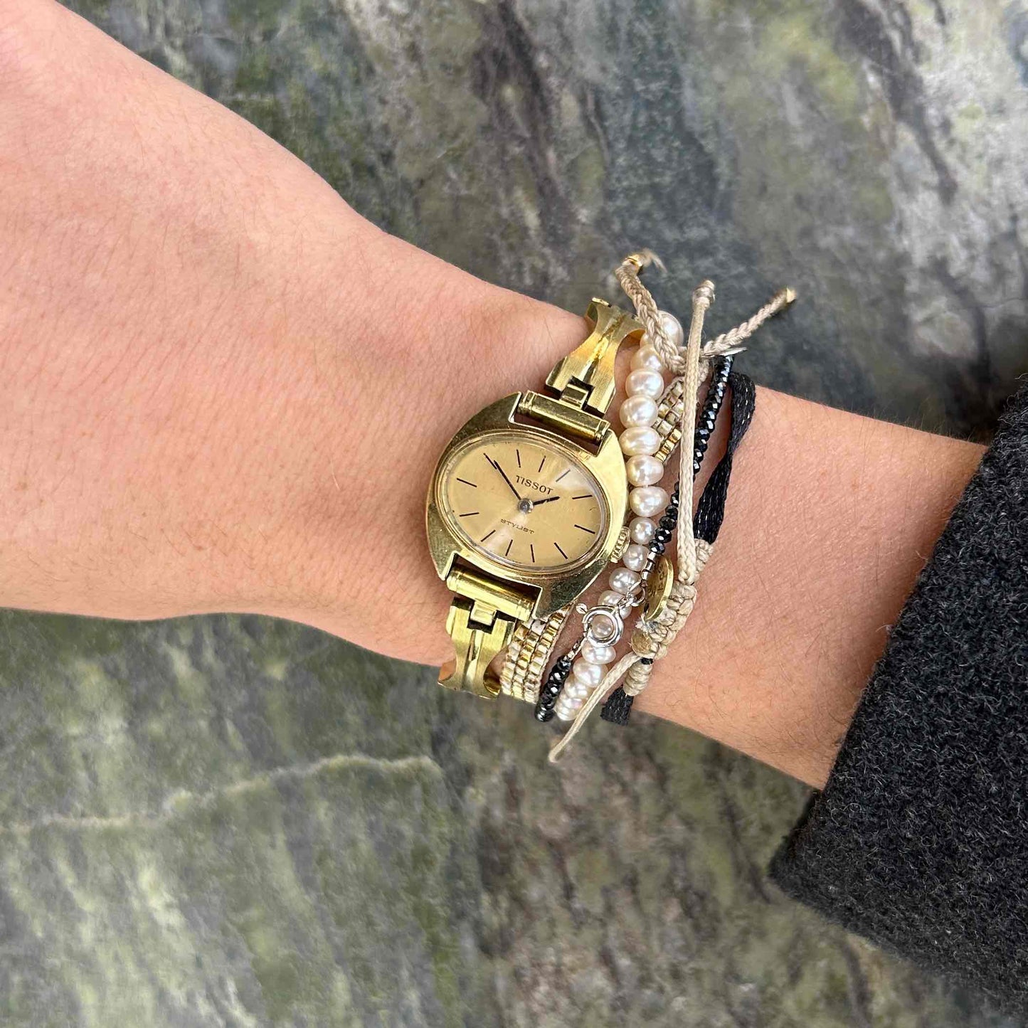 Tissot Cocktail Watch: Ladies 70s Mechanical Iconic with Golden Dial - Mint