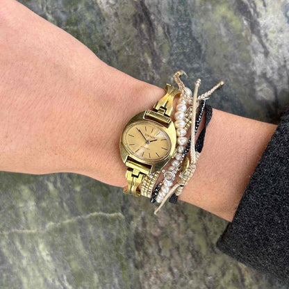 Tissot Cocktail Watch: Ladies 70s Mechanical Iconic with Golden Dial - Mint
