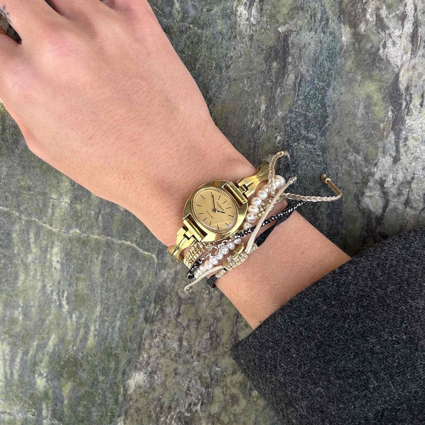 Tissot Cocktail Watch: Ladies 70s Mechanical Iconic with Golden Dial - Mint