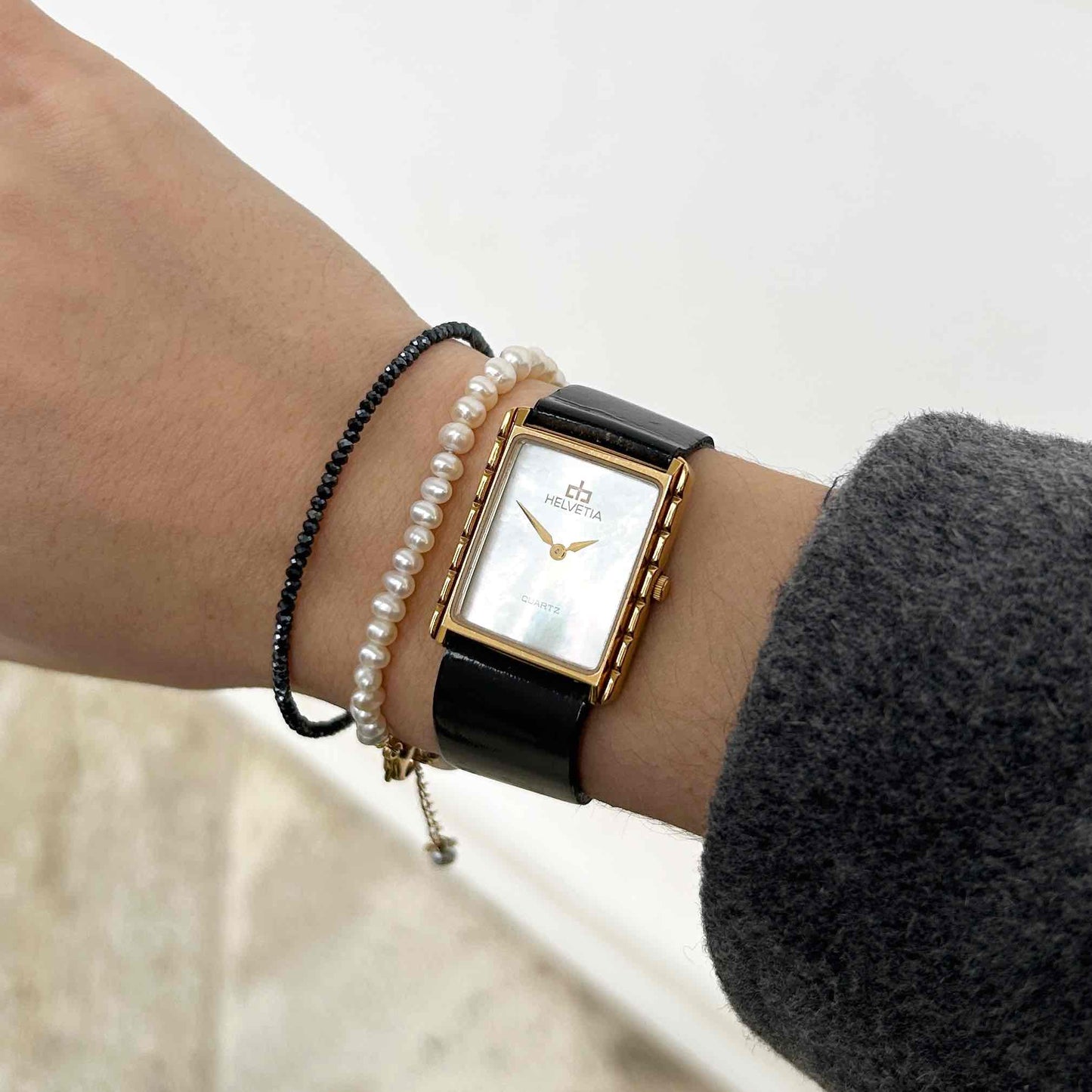 Vintage Helvetia Tank: Ladies 90s Gold with Mother of Pearl Dial - NOS