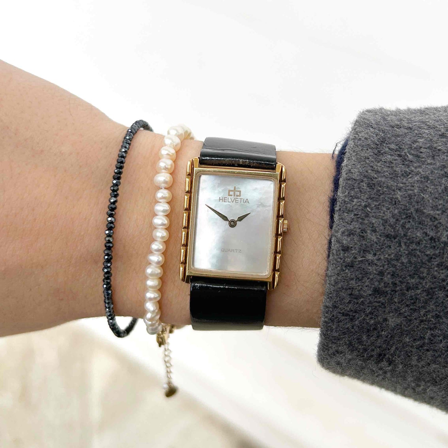 Vintage Helvetia Tank: Ladies 90s Gold with Mother of Pearl Dial - NOS