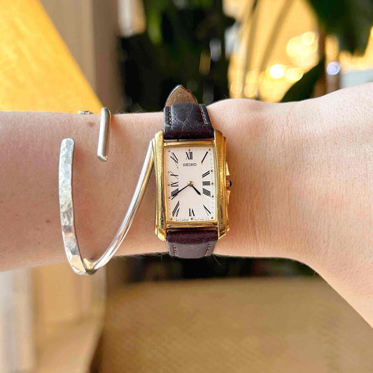Seiko Vintage Tank: Ladies Watch 80s Gold Art Deco