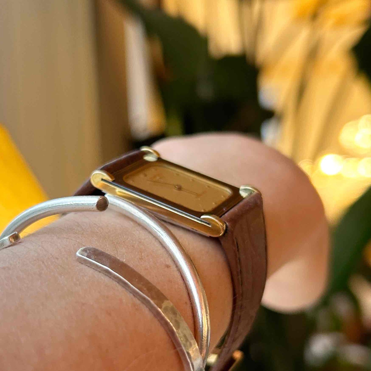 Rado Florence Tank: Vintage Ladies Watch 80s Golden Champagne Stripe Dial