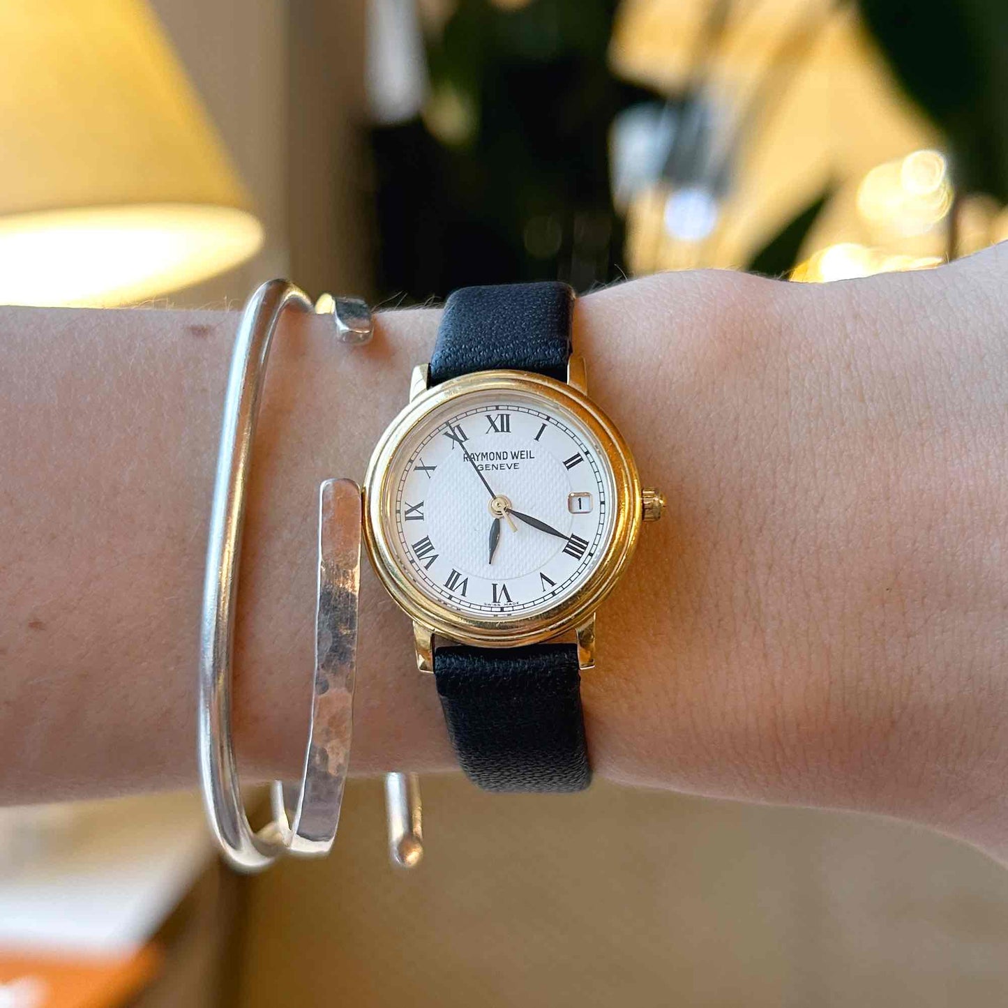 Raymond Weil Watch: Vintage Ladies 90s Golden Guilloche Roman Numerals