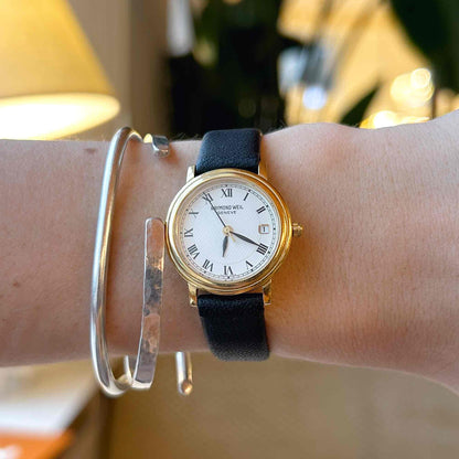 Raymond Weil Watch: Vintage Ladies 90s Golden Guilloche Roman Numerals