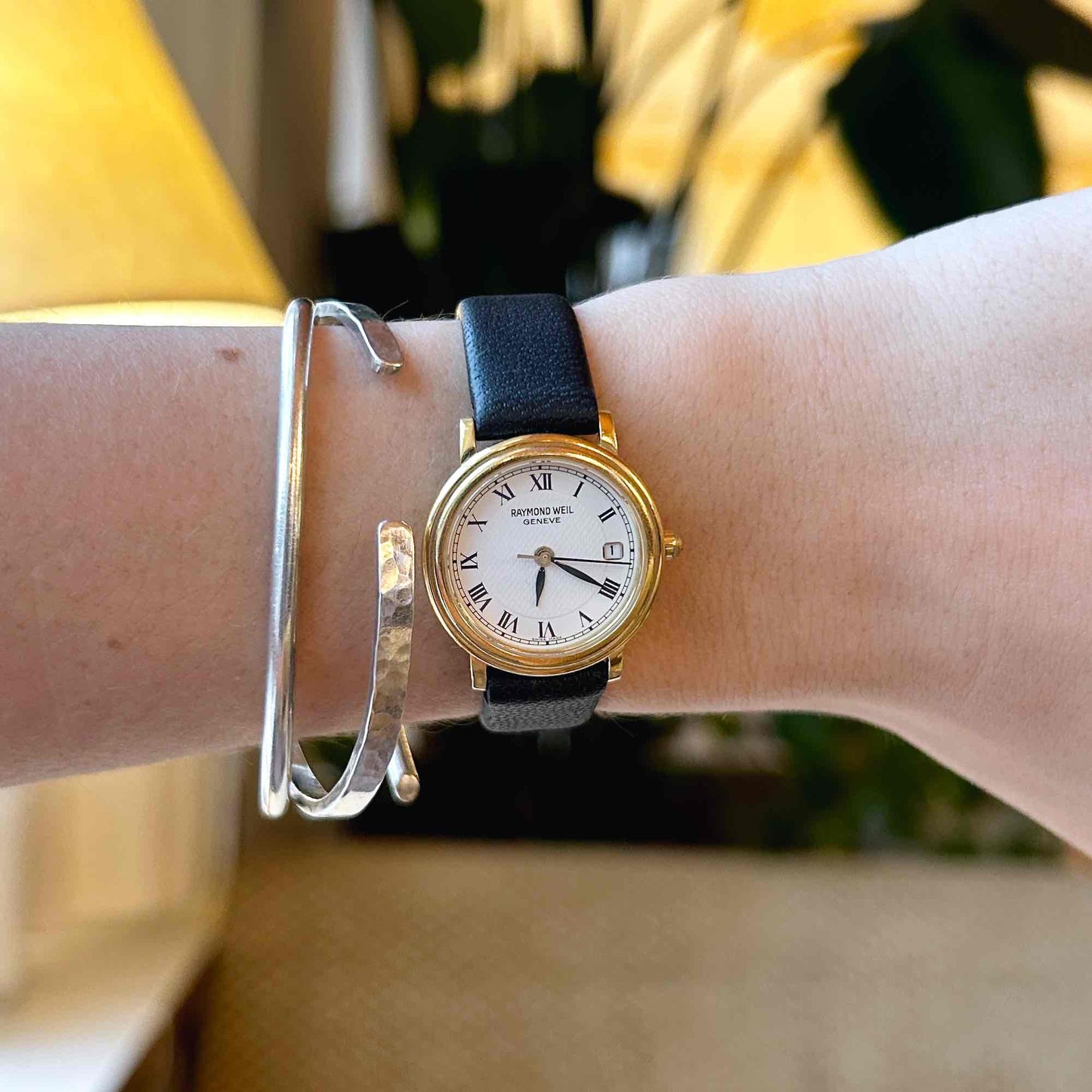Raymond Weil Watch: Vintage Ladies 90s Golden Guilloche Roman Numerals
