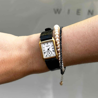 Raymond Weil Tank Style: Ladies Vintage Watch 90s Gold White Roman Dial