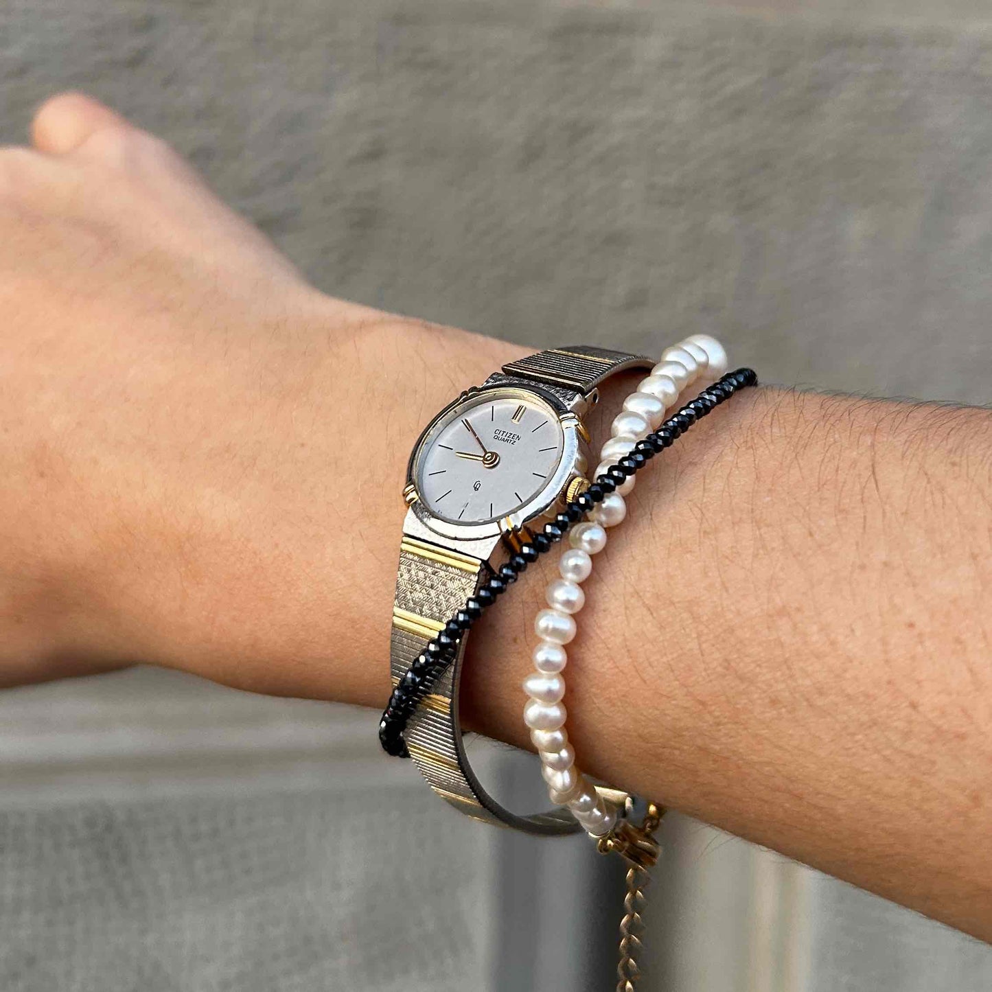 Citizen Cocktail Watch: Vintage Ladies 80s Golden Dainty with Gray Dial