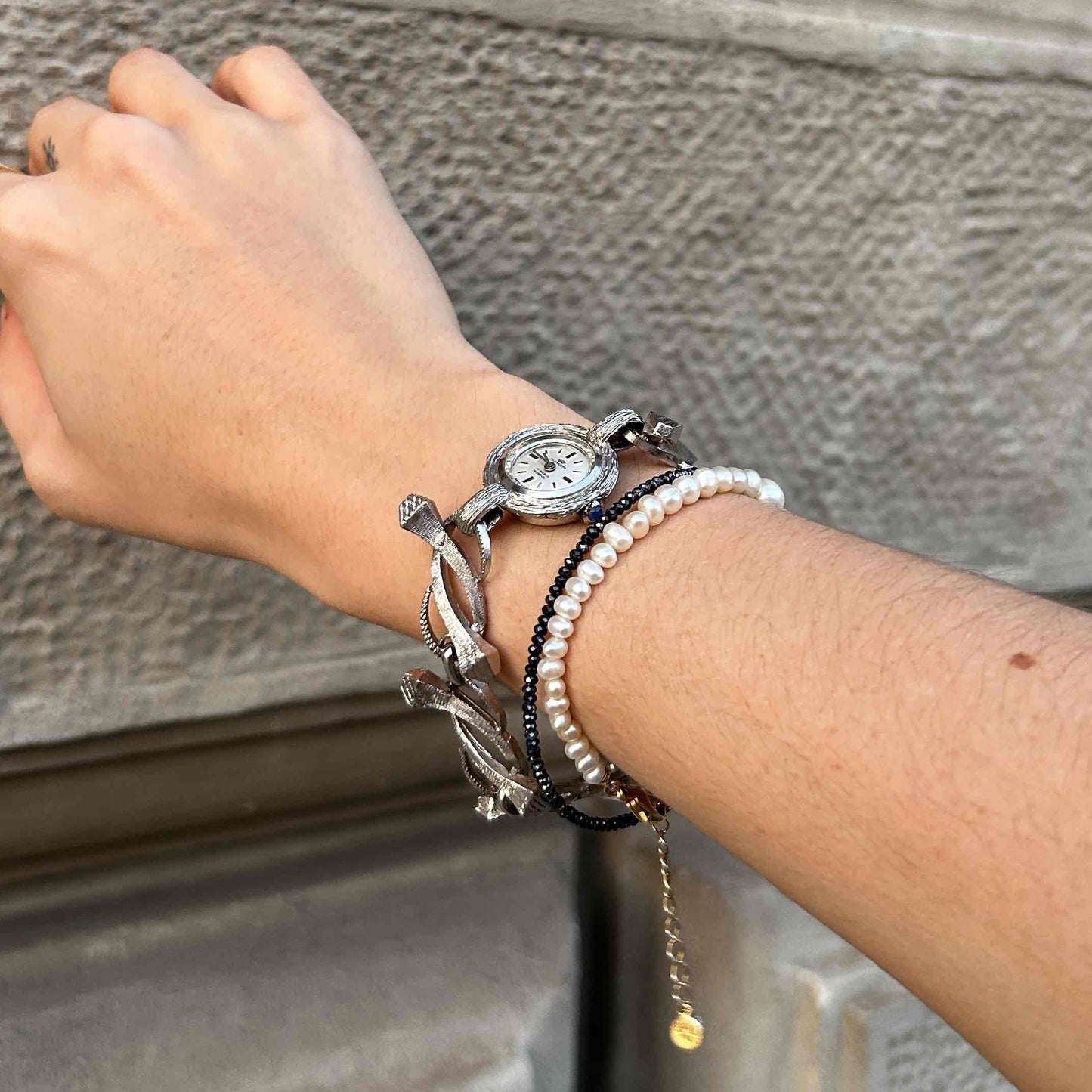 Pringeps Cocktail Watch: Vintage Ladies 60s Silver with Mechanical Movement