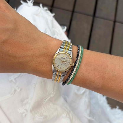 Seiko Baby Oak: Ladies Vintage 80s Two-Tone Structured Gray Dial