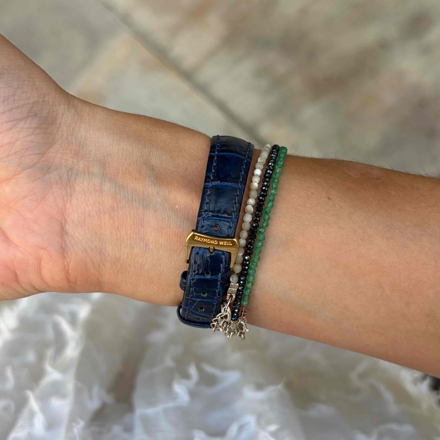Raymond Weil Watch: Vintage Ladies 90s Golden Blue Sunburst Dial