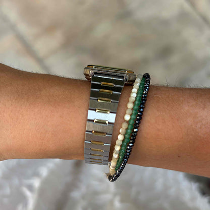 Casio Tank Watch: Vintage Dainty Ladies 80s Two-Tone Gray Roman Dial