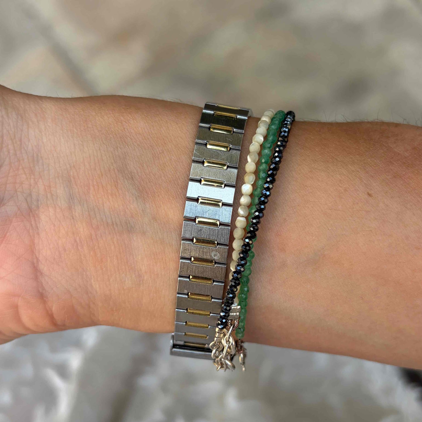 Casio Tank Watch: Vintage Dainty Ladies 80s Two-Tone Gray Roman Dial