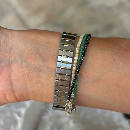 Casio Tank Watch: Vintage Dainty Ladies 80s Two-Tone Gray Roman Dial