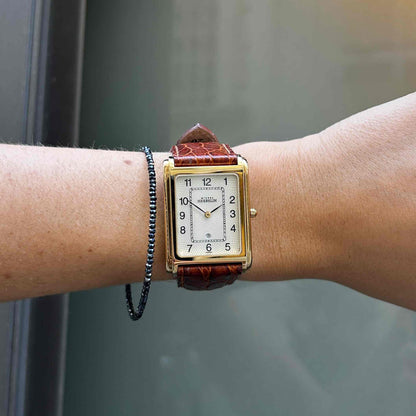 Michel Herbelin Watch: Vintage Ladies 90s Golden White Guilloche Dial - NOS