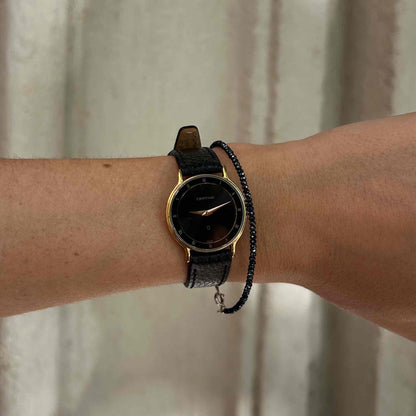 Certina Vintage Watch: Ladies 90s Gold, Black Dial and Roman Numerals