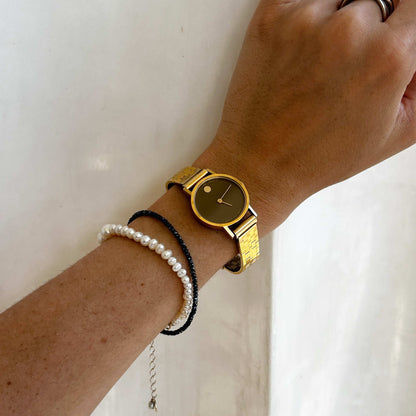 Movado by Zenith Museum: Vintage Mechanical Ladies 70s Gold Brown Dial