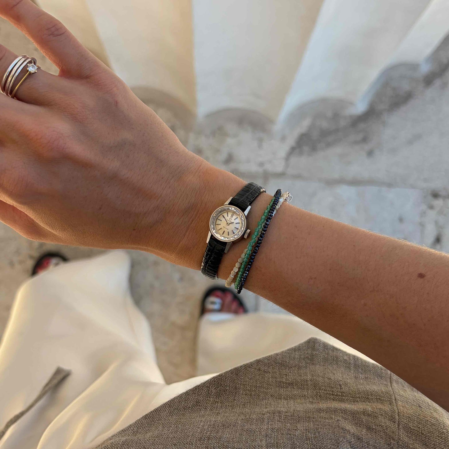 Omega DeVille Cocktail: Ladies 60s Hand-Wound Silver Dial Faceted Glass